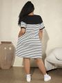 SHEIN CURVE+ Plus Size Striped T-shirt Dress