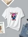 Skull Printed Short Sleeve T-shirt For Women