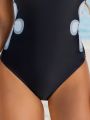 Pattern Printed One Piece Swimsuit