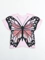 Young Girls Butterfly Print Loose Cover Up