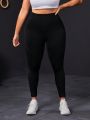 SHEIN Yoga Basic Plus Size Women's Seamless Tummy Control Sport Leggings