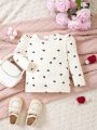 Baby Girls' Vintage Polka Dot Pattern Long Sleeve T-shirt For Spring And Autumn