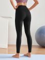 Yoga Basic Wide Band Waist Sports Leggings With Phone Pocket