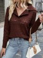 Women'S Hollow Out Knitted Solid Color Sweater