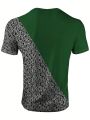 Men's Color Block Letter Printed Patchwork Short Sleeve T-shirt