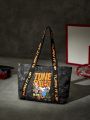 SPACE JAM: A NEW LEGACY X SHEIN Oversized Shopper Bag Letter & Cartoon Graphic Preppy