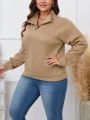 Plus Size Women's Button Half Placket Sweatshirt