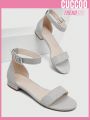 Everyday Collection Glamorous Silver Ankle Strap Sandals For Women, Glitter Buckle Decor Sandals