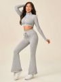 Daily&Casual Women's Tight Fitting Yoga Sportswear With Long Pants And Upper Arm Coverage