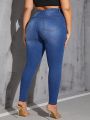 SHEIN SXY Women's Blue Butterfly Plus Size Jeans