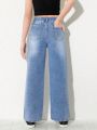 Girls' (Big) New Arrival Slim-Fit Distressed Straight Leg Jeans With Washed Effect