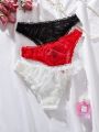 3pack Lace Bow Decor Panty Set