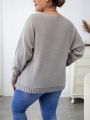 SHEIN Essnce Plus Batwing Sleeve Ribbed Knit Sweater