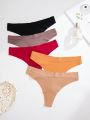 5pcs/Pack Ladies' Solid Color Thong