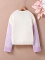 SHEIN Kids SUNSHNE Girls' Simple Color Block Sweater, Autumn / Winter New Arrival