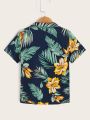 SHEIN Kids SUNSHNE Boys Tropical Print Lapel Neck Shirt