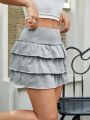 SHEIN Qutie Grey Knitted Women's Mini Skirt