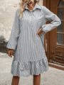 Women's Striped Dress With Ruffled Hem