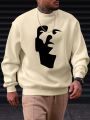 Men's Plus Size Face Printed Fleece Lined Hoodie