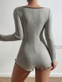 Women's V-Neck Lingerie Romper With Open Front