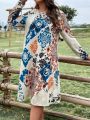 Plus Size Vintage Printed Casual Dress