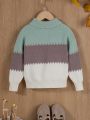 Girls' (little) Color Block Turtleneck Sweater