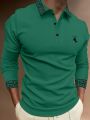 Manfinity Men's Patterned Long Sleeve Polo Shirt