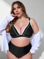 SHEIN Swim Chicsea Plus Size Colorblock Bikini Top