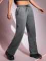 SHEIN ICON Solid Drawstring Waist Slant Pocket Sweatpants