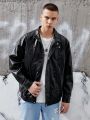 Men Zip Up PU Leather Jacket