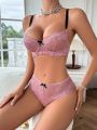 Women'S Lace Decoration Patchwork Sexy Lingerie Set