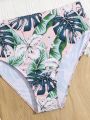 Teenage Swimwear Set With Plant Print