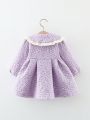 Baby Girl Ditsy Floral Jacquard Peter Pan Collar Smock Dress