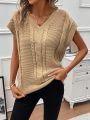 SHEIN LUNE Cable Knit Batwing Sleeve Sweater Vest