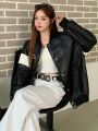 DAZY Button Up Pu Leather Jacket