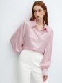 SHEIN BIZwear Women's Long Sleeve Solid Satin Shirt