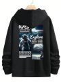 Men's Plus Size Astronaut Printed Hoodie