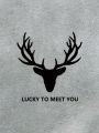 Men'S Antlers Printed Fleece Lined Hoodie For Winter