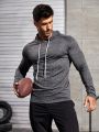 Men Letter Graphic Raglan Sleeve Drawstring Sports Hoodie