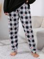 Plus Size Versatile Black And White Checkered Heart Pajamas