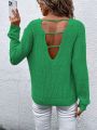 SHEIN LUNE Solid Color Wrap Cross Hem Sweater, Pullover