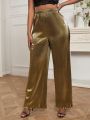 SHEIN BAE Gold-Colored Full Pleated Loose Pants