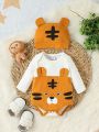 Baby Boy Cartoon Graphic 3D Ear Design Bodysuit & Hat