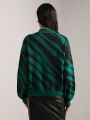 Meg Capaldi-Tallon Zebra Striped Pattern Drop Shoulder Sweater