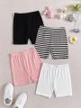 SHEIN Kids KDOMO Girls' Comfortable Solid Color Casual Shorts Set