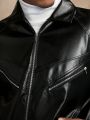 SHEIN Men Zip Up PU Leather Jacket