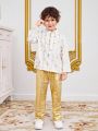 SHEIN Kids Nujoom Young Boy Kurta Set, Fashionable, Casual, Comfortable