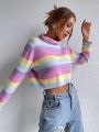 SHEIN Qutie Colorful Striped Casual Women's Sweater