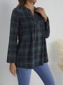 EMERY ROSE Ladies' Plaid Pleated Shirt