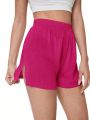 SHEIN Swim Basics 1pc Women's Solid Color Elastic Waist Cover Up Shorts